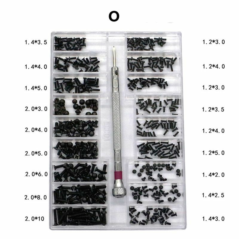 500Pcs 18 Types Mini screw DIY Kit +1.6mm Screwdriver For