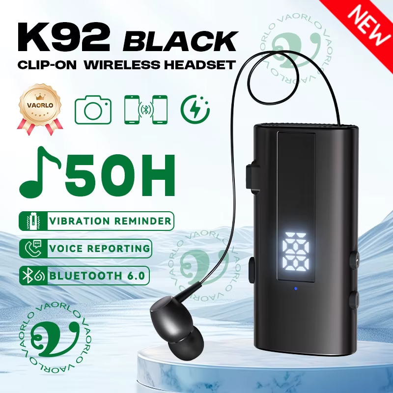 K92 Bluetooth 6.0 Lavalier Business Headset Call 30h/Music 50h Vibration Reminde
