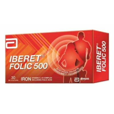 10 x 30's Abbott IBERET FOLIC 500 Iron Vitamin C, B Complex fast delivery