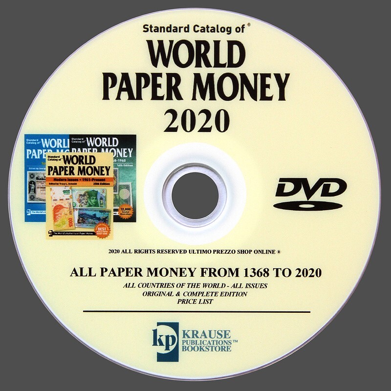 CATALOG WORLD PAPER MONEY 2020 - FROM 1368 TO 2020 - ALL PRICES - ORIGINAL DVD