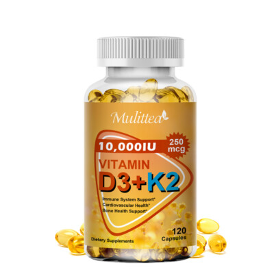 Vitamin K2 (MK7) with D3 10,000 IU Supplement, BioPerine Capsules, Immune Health