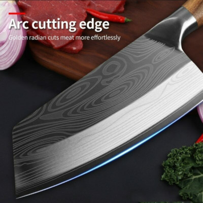 8'' Kitchen Knife Stainless Steel Janpanese Damascus Chef Chopping Meat Cleaver