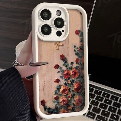 Retro Flower Back Case ShockProof Phone Cover Women Girl For OPPO VIVO Infinix