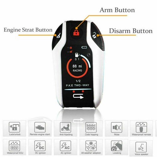 2Way Motorcycle Alarm Anti-theft Security System Vibration Remote Engine Starter