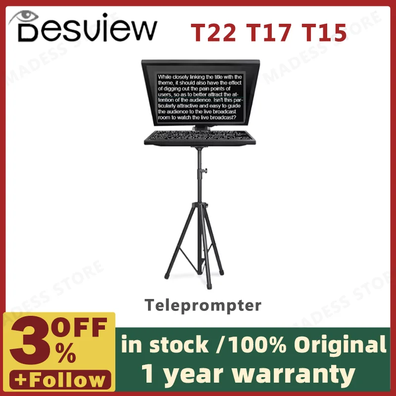 Desview T22 T17 T15 professional broadcast teleprompter with ultra-clear 22-inc