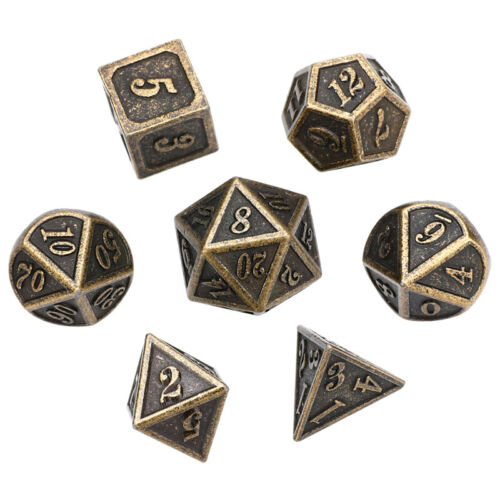 7Pcs//set Vintage Bronze Metal Polyhedral Dice DND RPG MTG Role Playing Game Toy
