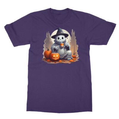 Pumpkin Spice Drink Skeleton Ghost Halloween Party Unisex T-Shirt