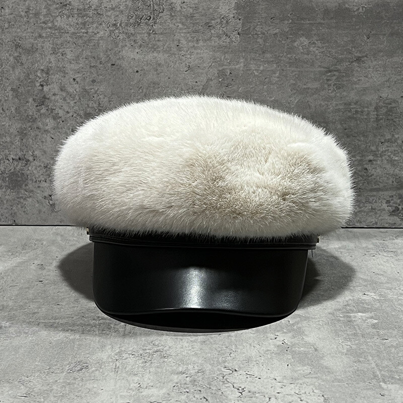 Unisex Women Newsboy Hat Faux Fur Cabbie Beret Winter Plush Fiddler Cap
