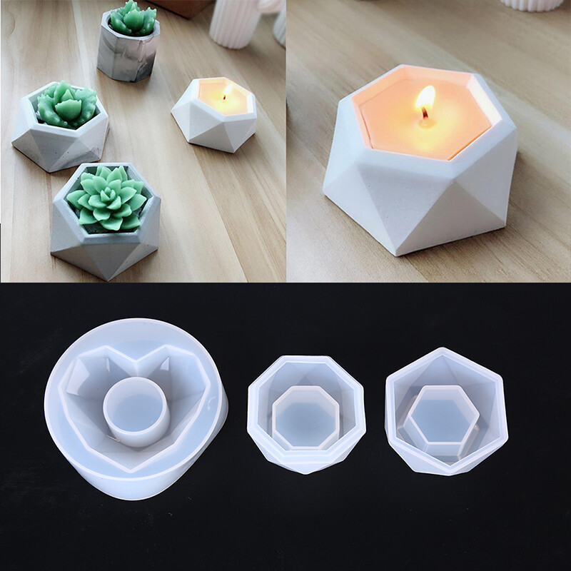 Plant Flower Pot Silicone Mold Epoxy Resin DIY Candle Holder