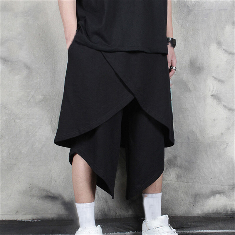 Shorts Hip Hop Homme Noirs Longueur Sous Le Genou Style Sweat Stretch Coton
