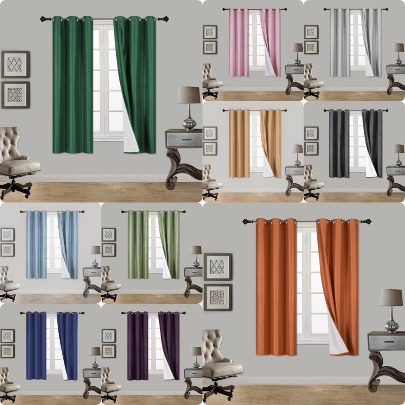 1 Set Luxuriously Room Darkening Superior Quality Window Curtain Grommet Panels