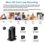 Security camera SD card storage duration chart.