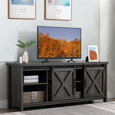 58" Farmhouse Entertainment Center, Rustic TV Stand, Media TV Table for 65" TV