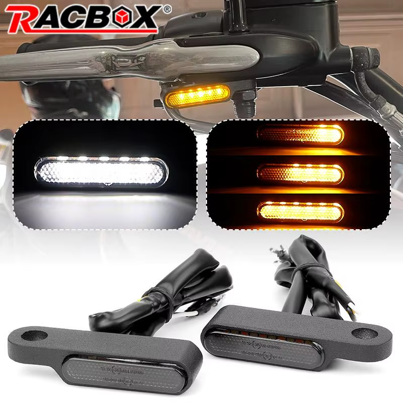 8mm 6led Motorcycle Turn Signals Light Flowing Rear Light Indicators White Amber
