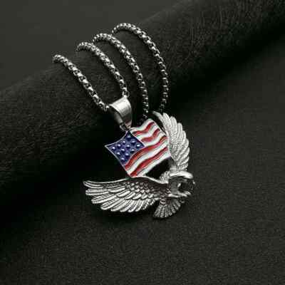 New Fashion Personality Trendy Men Creative American Flag Eagle Pendant Gift New