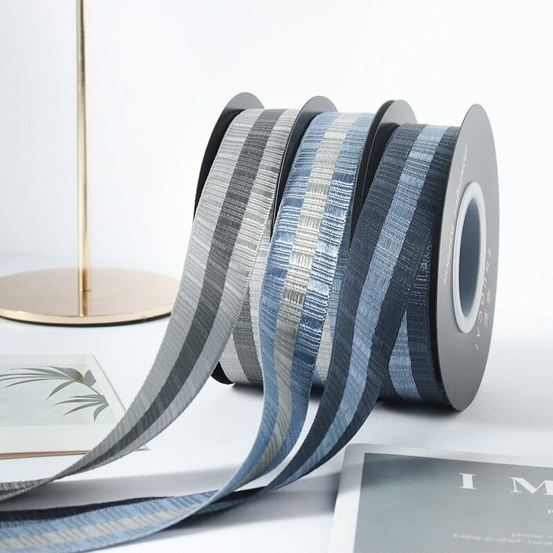 Bouquet Packaging Horizontal Stripes Lattice Satin Ribbons Diy 10 Yards