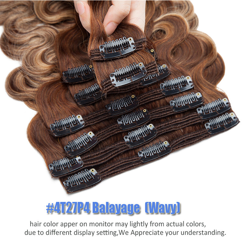 Extra Thick Icy Clip In Remy Human Hair Extensions Silky Double Weft FULL HEAD F