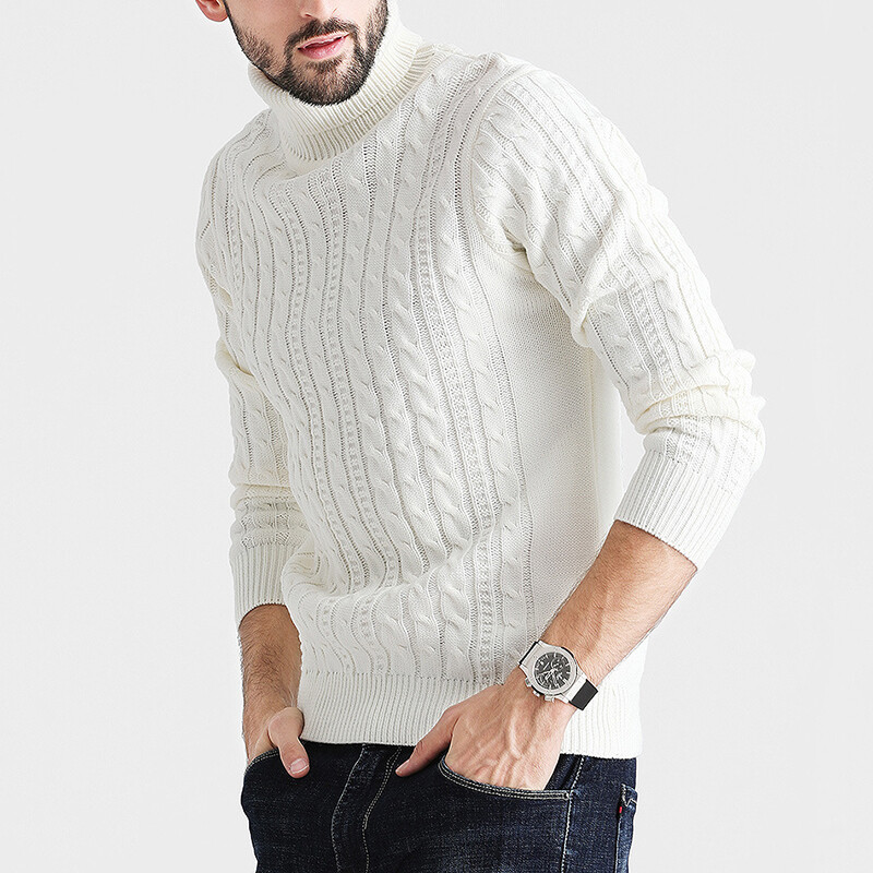 Herren Rollkragen Pullover Strickpulli Stehkragen Pullover Freizeit Top Wärmer