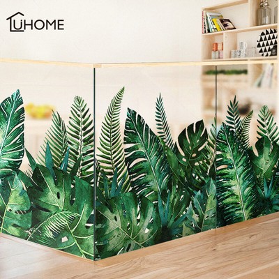 Vert plante Stickers muraux pour salon chambre balcon porte décalcomanie