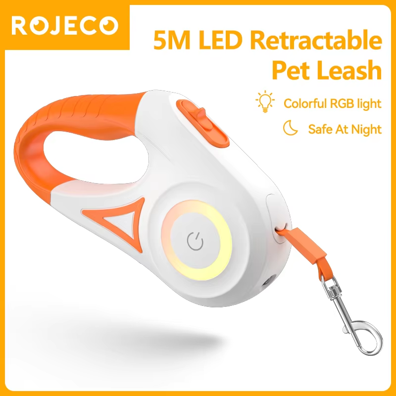 5M Automatic Dog Leash Retractable LED Luminous Leading Fashion Light Straps For