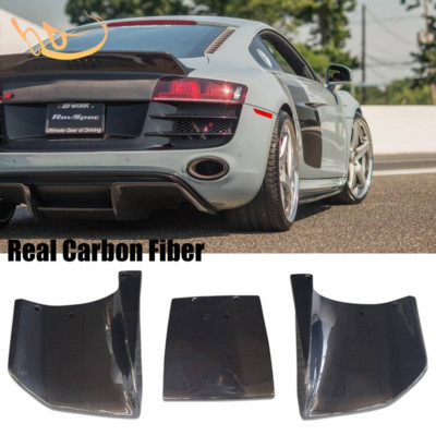 3PCS Real Carbon Fiber Splitter Rear Bumper Diffuser Fit 2007 2008-2015 Audi R8