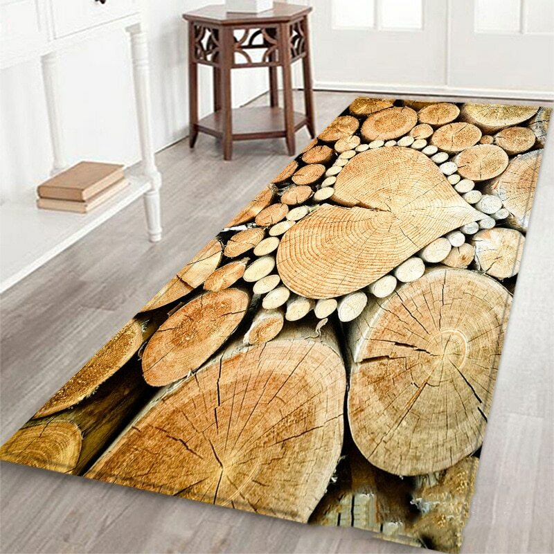 Geometric Wood Grain Kitchen Mat Living Room Floor Mats ...