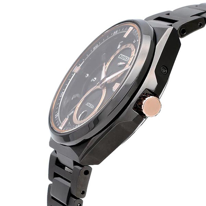 Pre-owned Citizen Attesa Eco-drive Bu0065-64e Titanium Solar Moon Phase Men Watch Japan