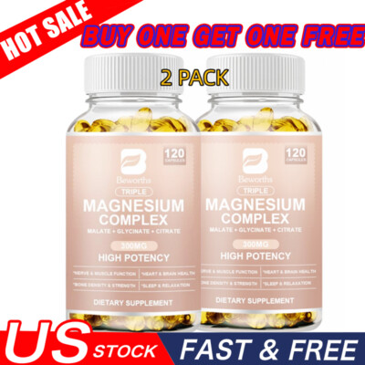 Triple Magnesium Complex 300 Mg - Improves Sleep, Energy and Immune Support