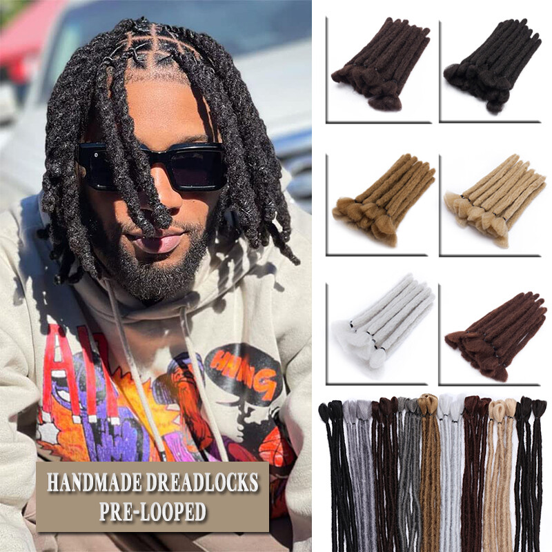 Short Dreadlocks Hippie Men 100% Synthetic Handmade Hair Extensions Dread Locs