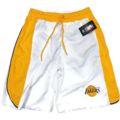 NBA Los Angeles Lakers UNK Athletic Basketball Shorts LA White Yellow Mens M