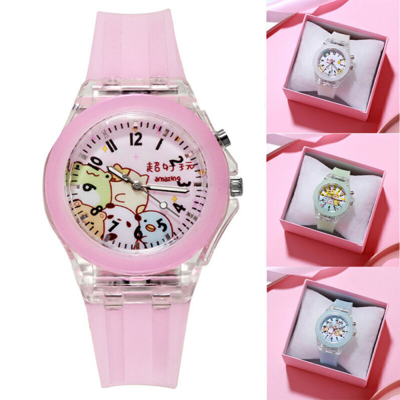 Kids Watch for Girls Analog Watch Cartoon Silicone Strap Wat