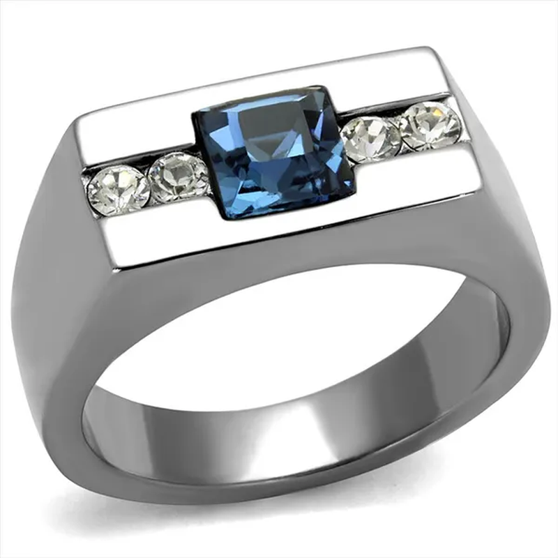 Men'S 1.68Ct Montana Princess Cut Simulated Diamond Stainless Steel Ring Size 8-13