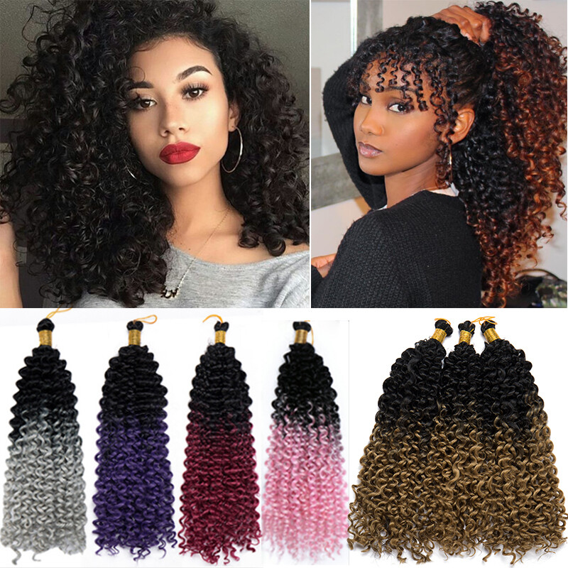 Ombre Full Head Water Wave Deep Curly Crochet Braids As Human Hair