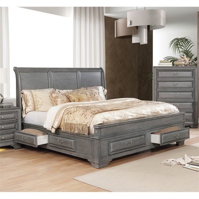 Bowery Hill Transitional Wood Queen Storage Platform Bed in 