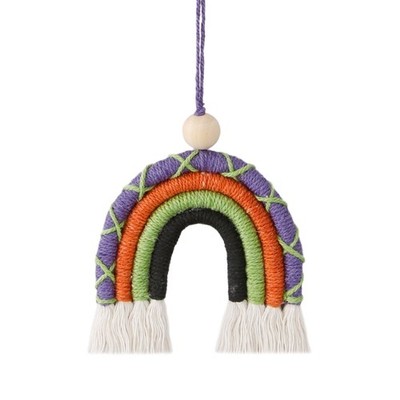 Handmade Rainbow Tassels Pendants for Car Home Rope Woven Hanging Ornament
