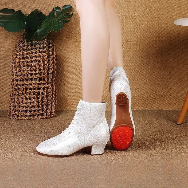 Women High-top Mid-heel Dance Shoes for Latin Tango Waltz Ballroom Dance Shoes