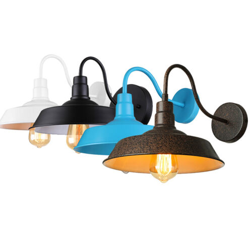 Details About Retro Barn Gooseneck Led Wall Sconce Hallway Wall Light Fixture With Metal Shade