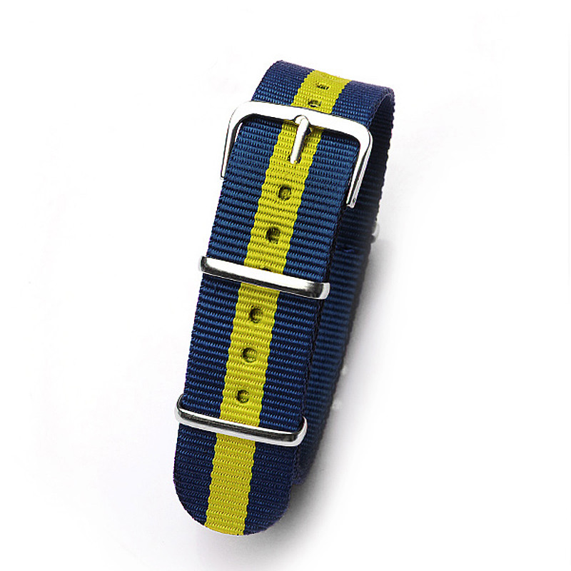 Cinturino In Nylon Universale Ricambio Orologio Larghezza 20mm Blu Giallo lac