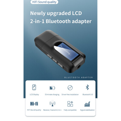 Bluetooth 5.0 Sender und EmpfäNger, 2 im 1 Funkadapter mit LCD Anzeige 3,5 7446