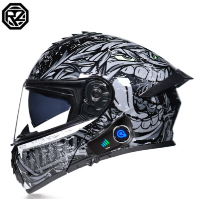 Bluetooth Motorcycle Helmet Built-in Camera Racing Modular Motocross Helmets DOT