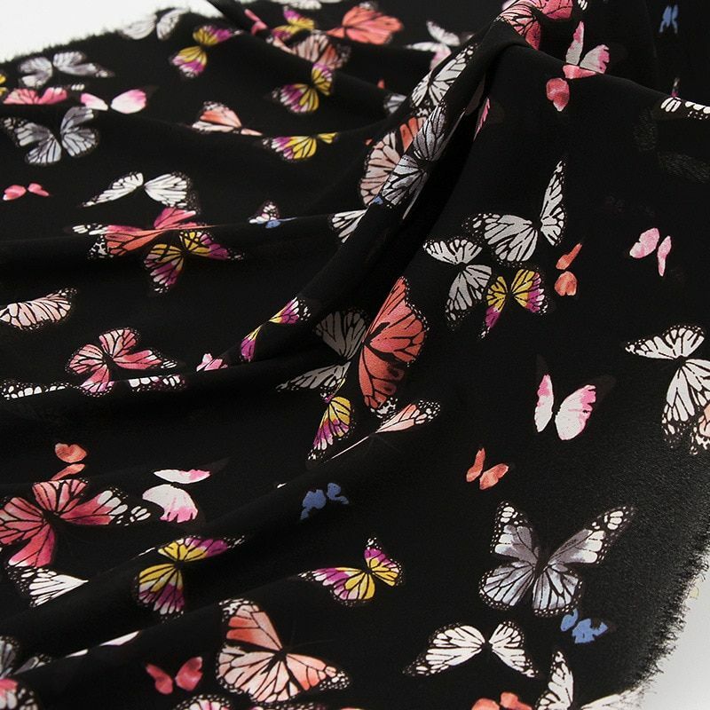 Drape Fabric 100/% Polyester Butterfly 150 cm Wide Printed Chiffon Farmland