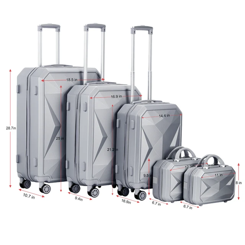 Luggage Set 5Pieces Hard Shell Suitcase Set Family Travel Luggage Suit Business