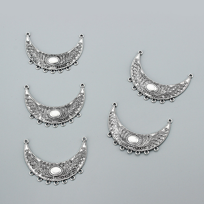 5Pcs Filigree Crescent Moon Chandelier Connectors DIY Jewellry Necklace Findings