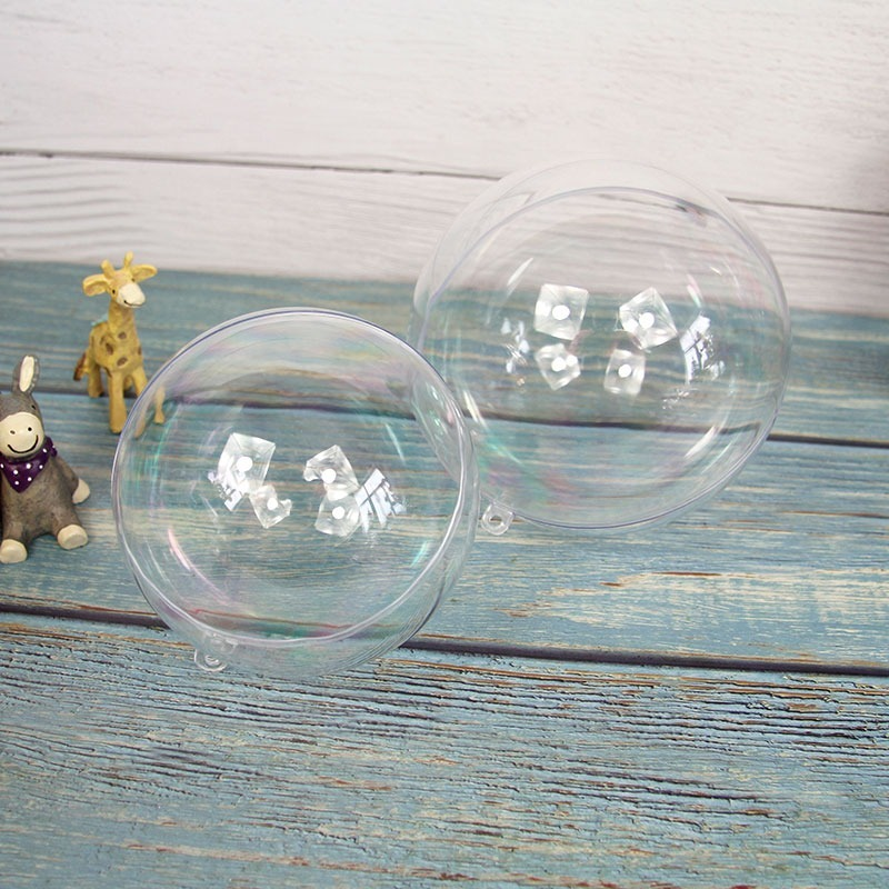 10PCS DIY Clear Plastic Balls Fillable Bauble Ornaments Ball Hanging Christmas