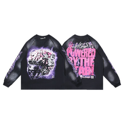 Mens Womens Tee Powered By The Star Tee HELL Trendy L/S T-shirt STAR Streetwear