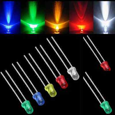 100pcs 3mm White Green Red Blue Yellow LED Light Bulb Emitting Diode Lamps hs