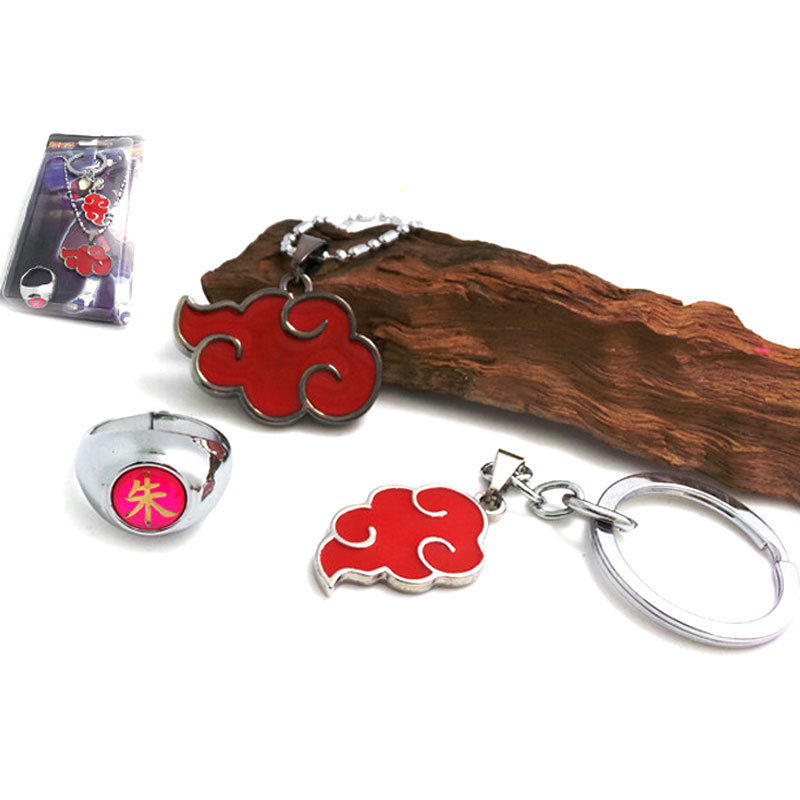 Details About Naruto Itachi Uchiha Akatsuki Vermilion Ring Pendant Necklace Cosplay Keychain