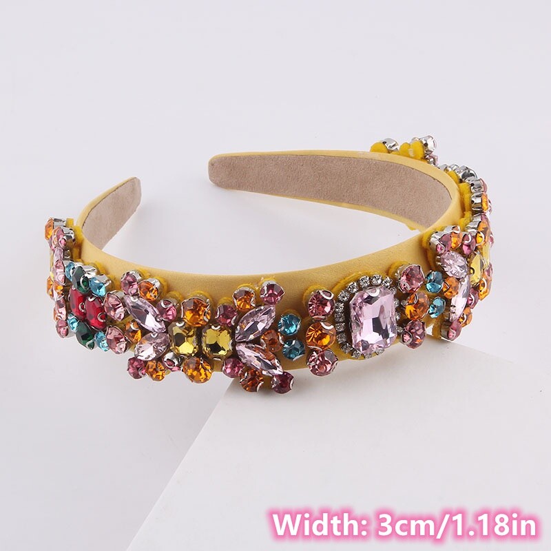 1PC Femme Cristal Pierre Gemme Serre-Têtes Baroque Strass Cheveux Boucle Chapeau