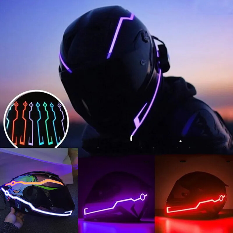 Motorcycle Helmet LED Warning Lights Night Riding Helmet Motor Cold Light
