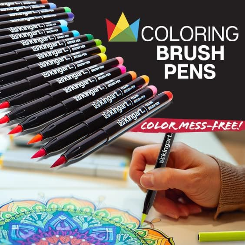 PRO Coloring Brush Pen Watercolor Markers, in 48 Vivid Colors with Blendable Ink